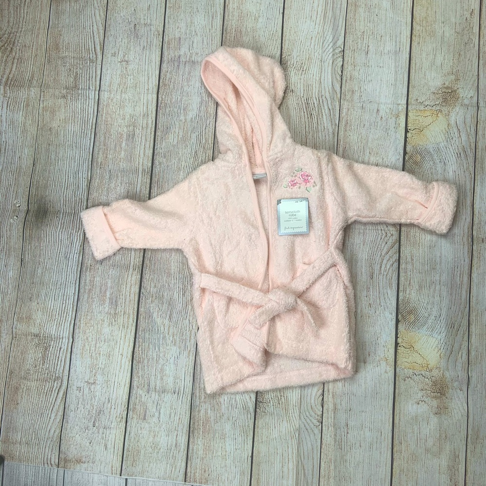 First impressions terry cloth  pink robe
